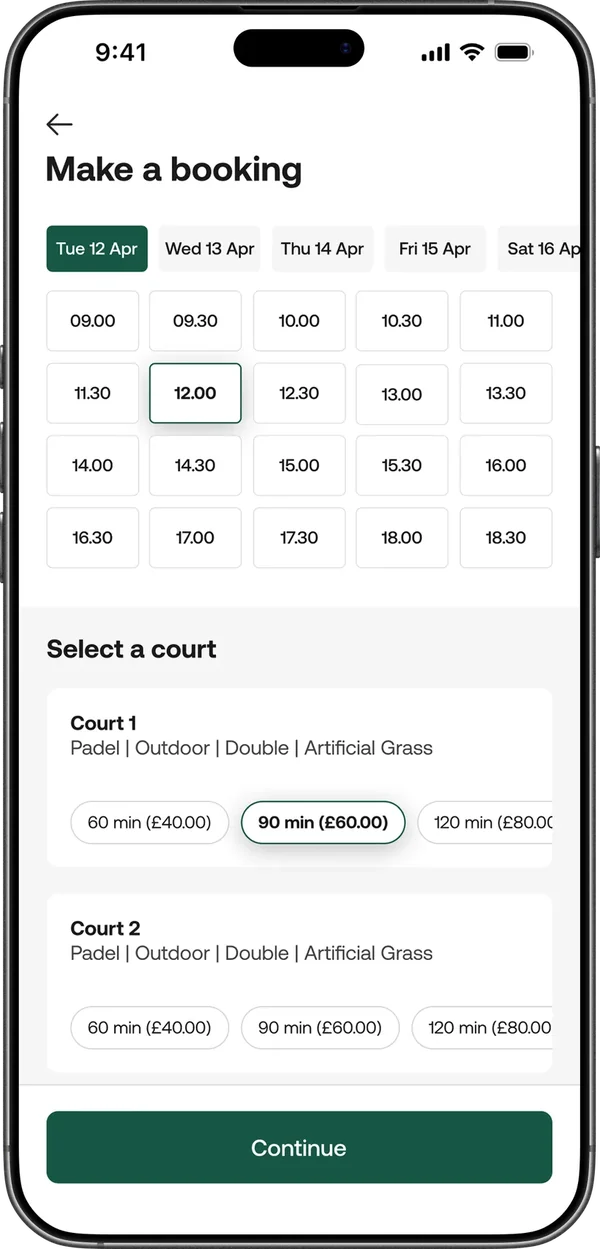 Making a booking in the Nettla app