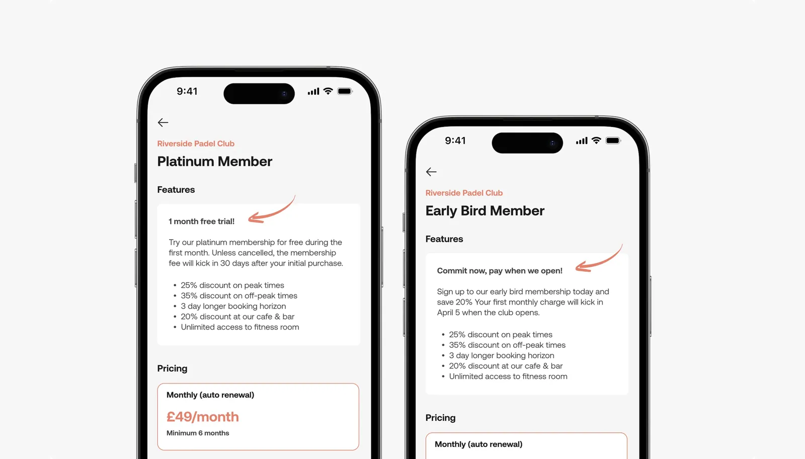 Trial period and pre-opening memberships