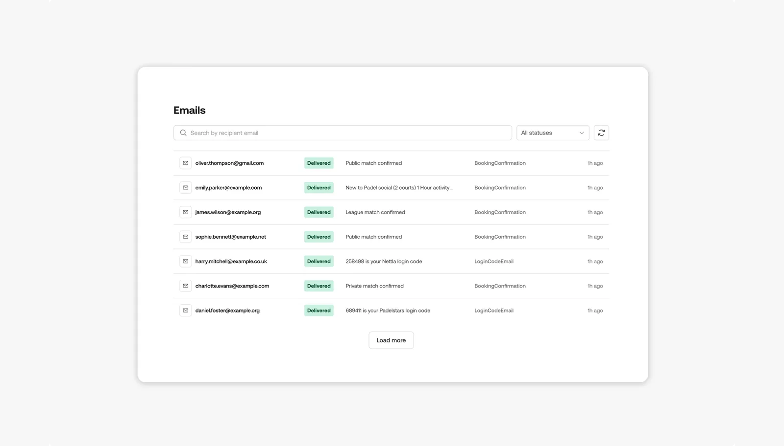 Player email log