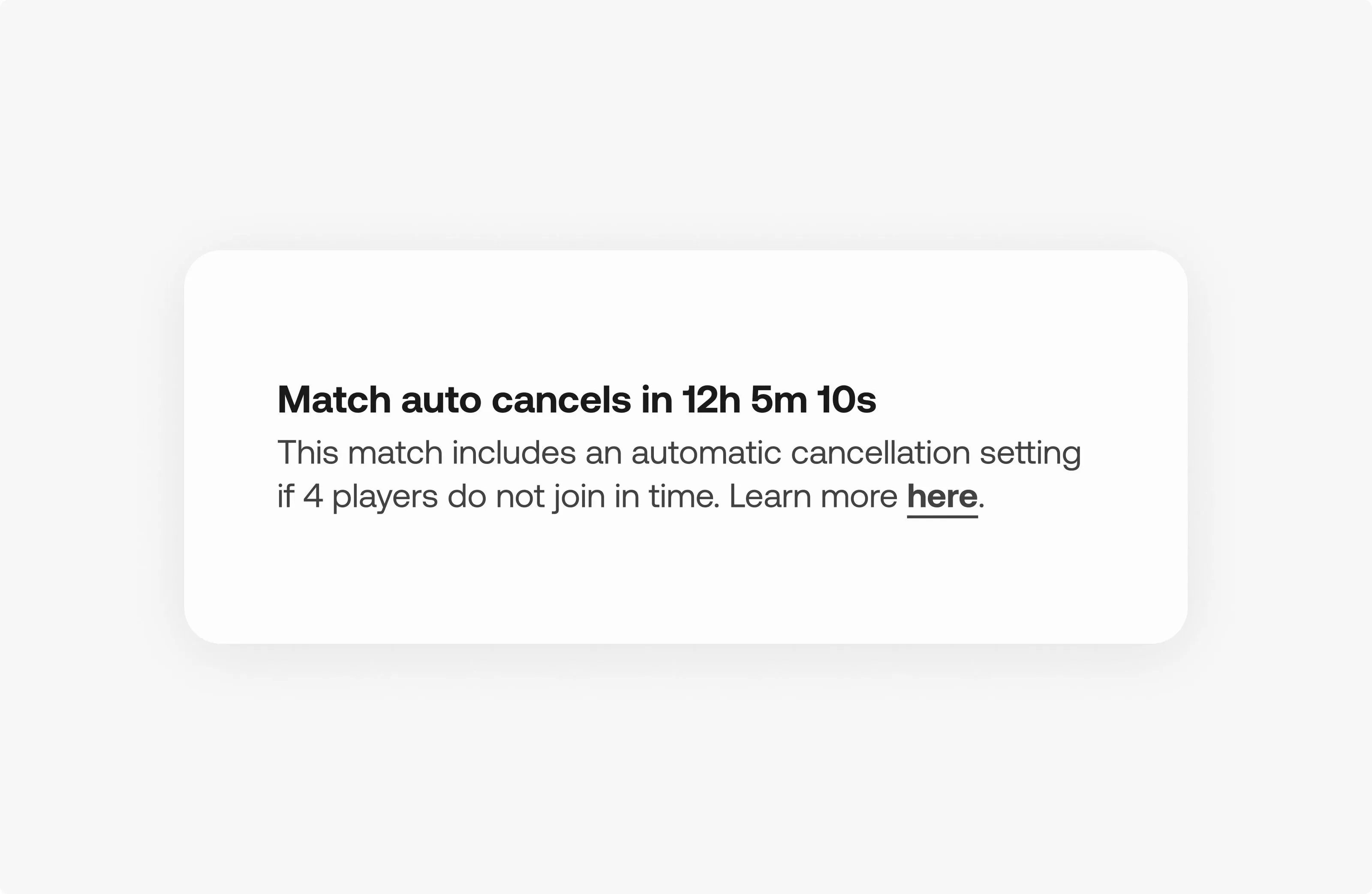 Automatic cancellation rules for matches
