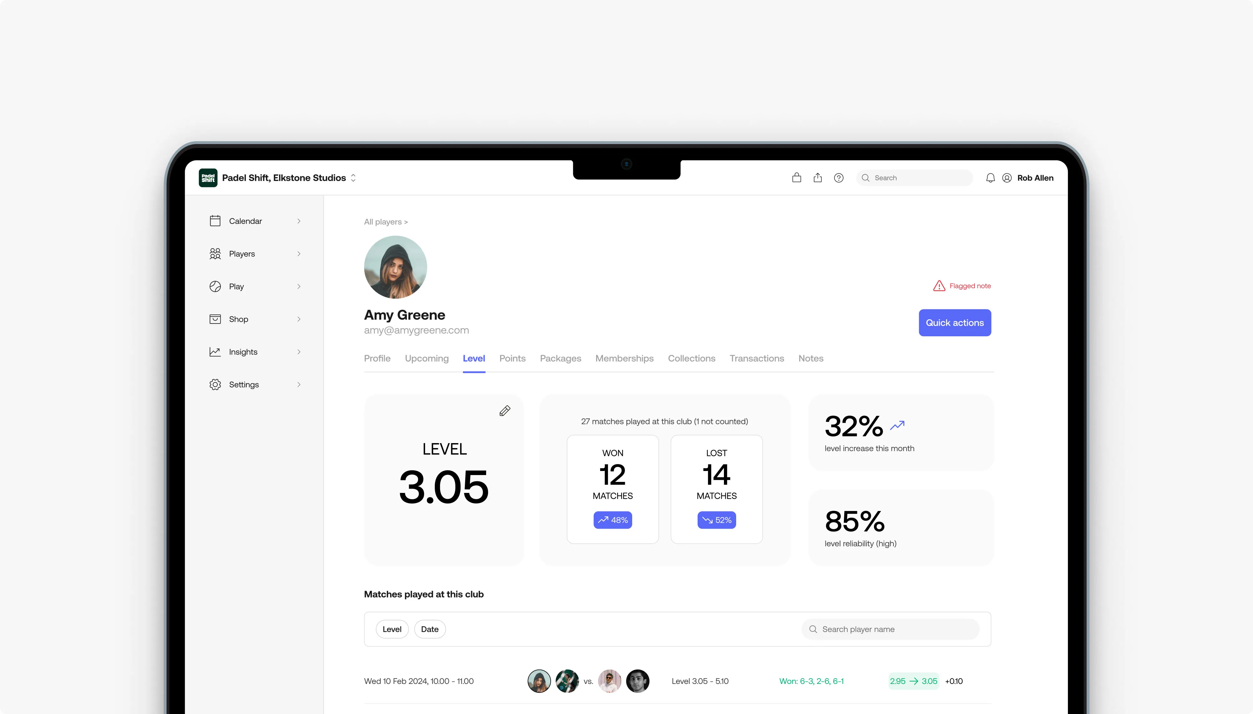 Coach and admin level adjustments