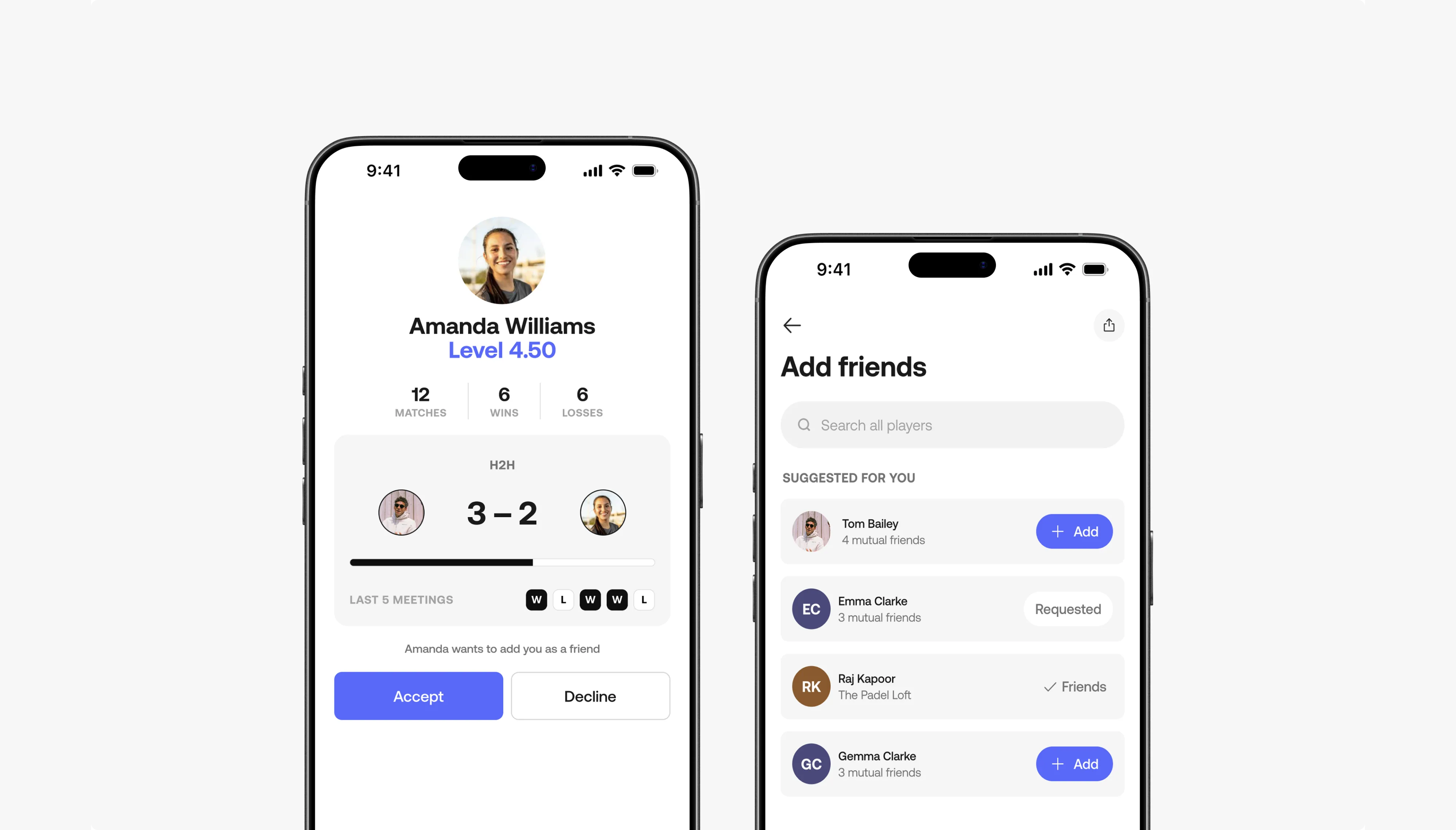 Friends & Head 2 Head Stats